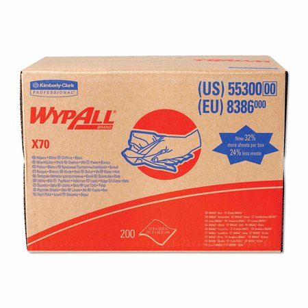 WYPALL Towels & Wipes, White, HYDROKNIT*, 200 Wipes, 16.8" x 12.5", Unscented, 200 PK 55300
